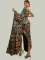 E505 Black & Gold Jacquard Gown